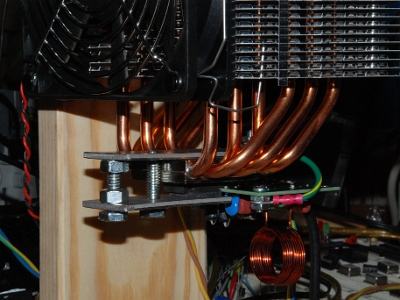 Close up view of the PA1 attached to the heat sink cooling plate